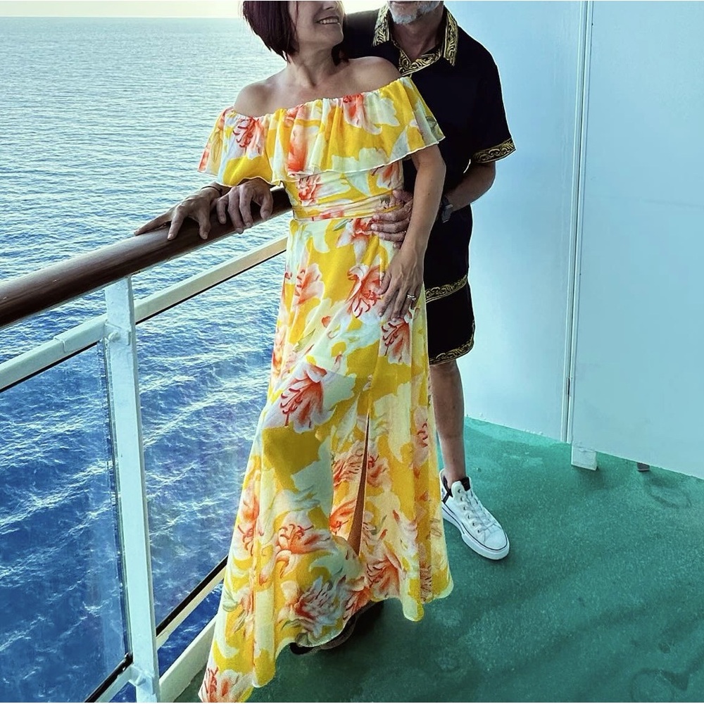 Long flowing off the shoulder dress floral dress